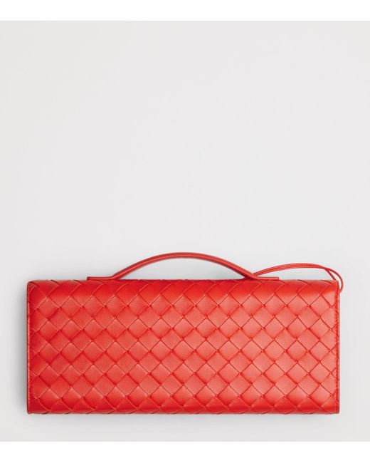 Bottega Veneta Red Leather Andiamo Clutch Bag