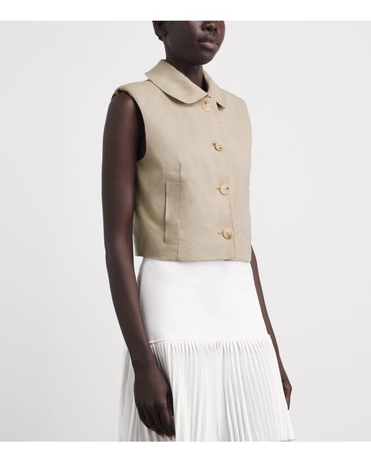 Claudie Pierlot Natural Linen-Blend Sleeveless Jacket