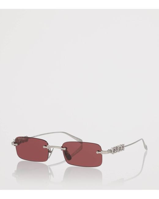Gucci Pink Metal Rectangular Sunglasses for men