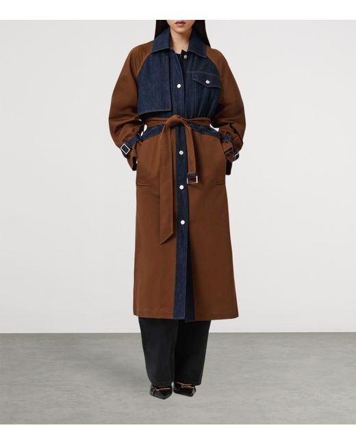 AllSaints Brown Panelled Dayly Trench Coat