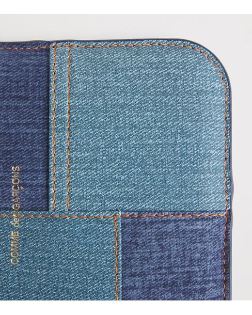 COMME DES GARÇONS PLAY Blue Lambskin Denim-Patch Wallet for men