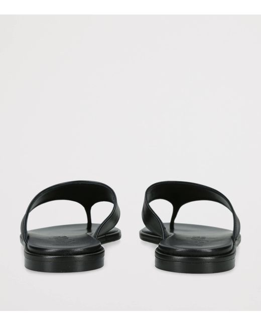 Aeyde Black Leather Amaya Flip Flops