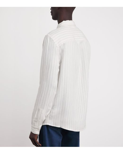 PAIGE White Linen-Blend Stripe Shirt for men