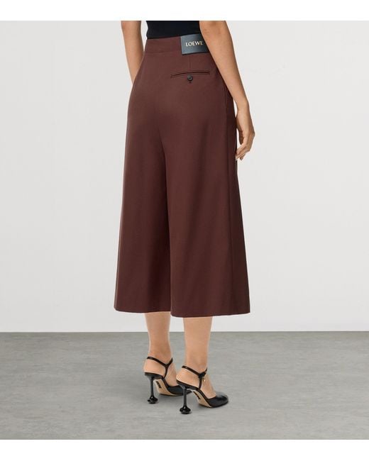 Loewe Purple Cotton-Silk Buckled Cropped Wide-Leg Trousers