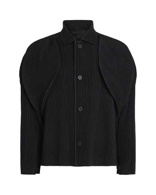 Homme Plissé Issey Miyake Black Pleated Cover And Fold Jacket for men
