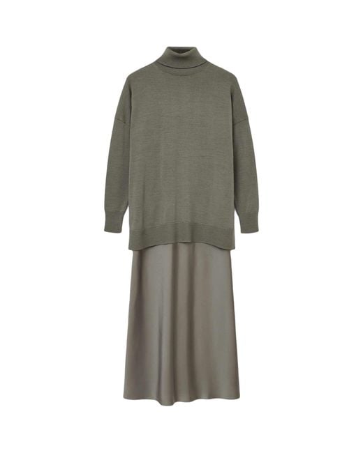 AllSaints Gray Juno 2-In-1 Midi Dress