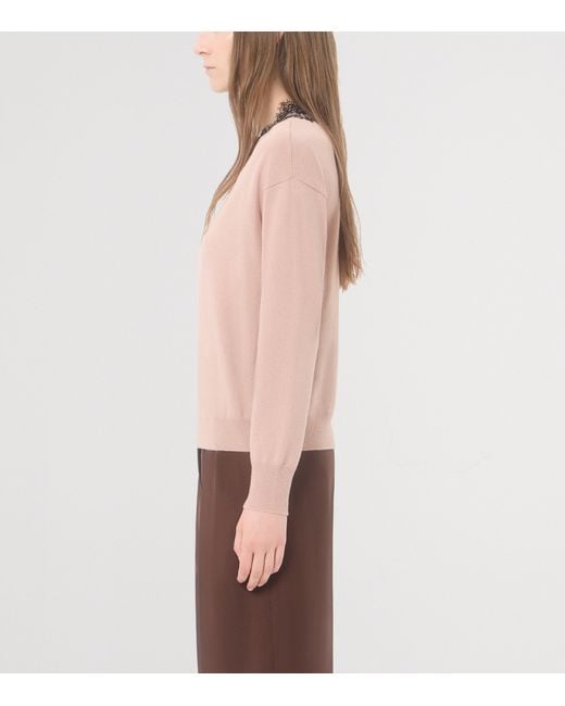 Valentino Pink Cashmere Lace-Trim Sweater