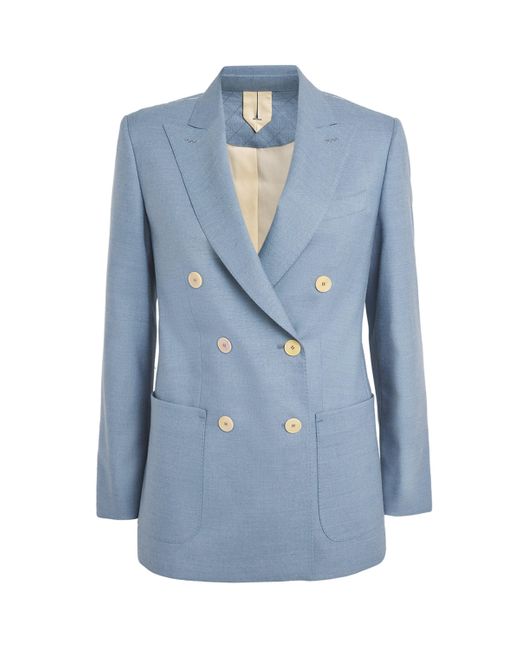 Max Mara Blue Wool-Blend Double-Breasted Blazer