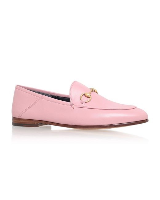 Gucci Pink Leather Horsebit Loafers