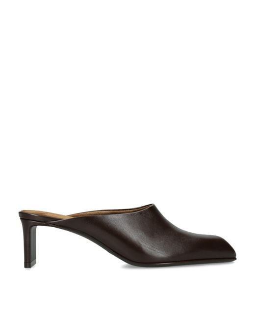 Khaite Brown Leather Colt Heeled Mules 50