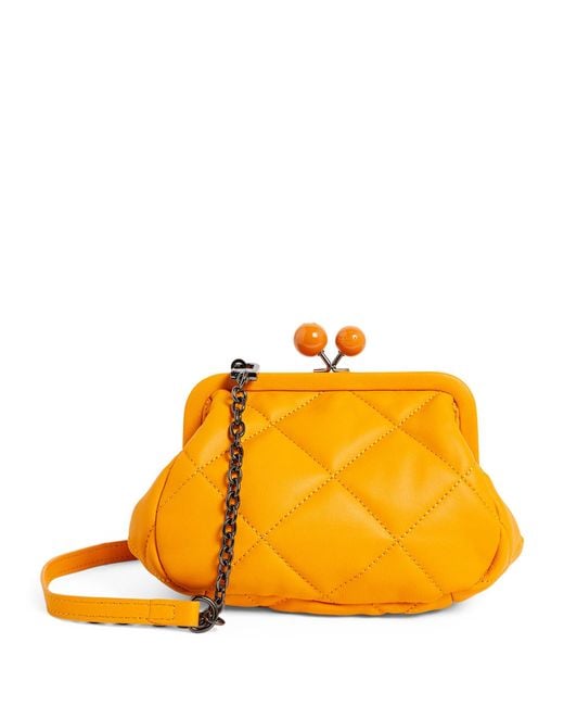 Weekend by Maxmara Orange Leather Quilted Pasticcino Mini Bag
