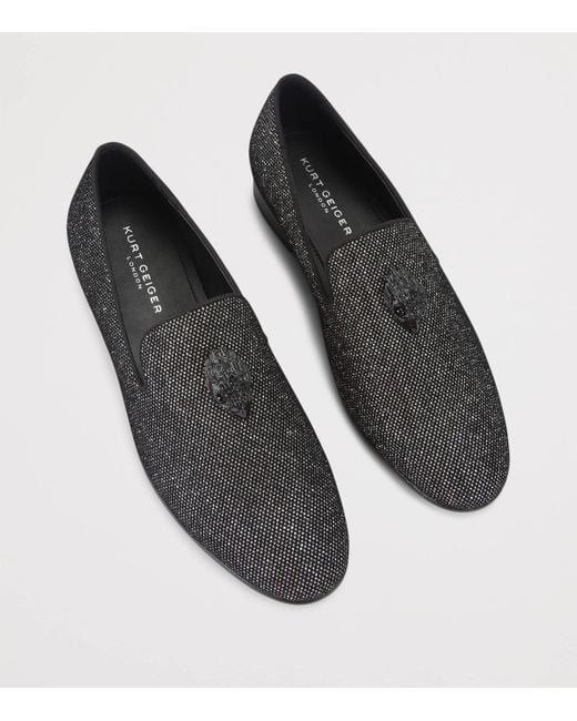 Kurt Geiger Black Embellished Ace Stud Loafers for men