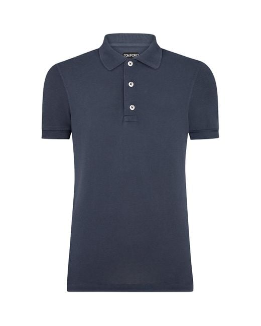Tom Ford Blue Piquet Polo Shirt for men