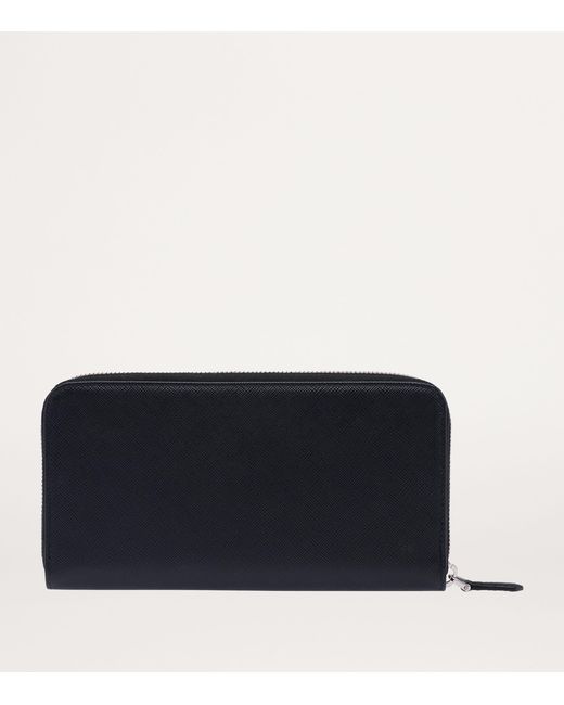 Prada Black Large Saffiano Leather Zipped Wallet
