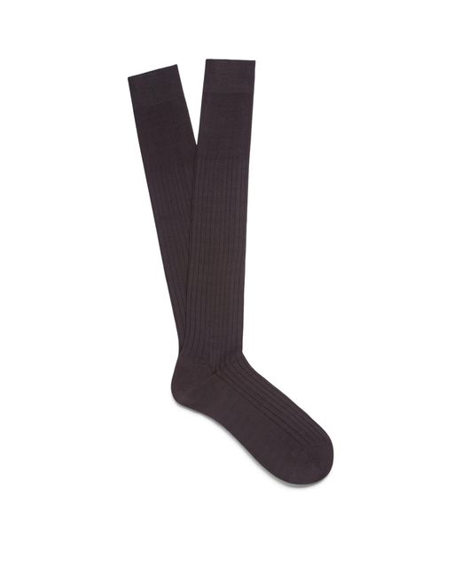 Zegna Black Cotton Ribbed Knee Socks for men