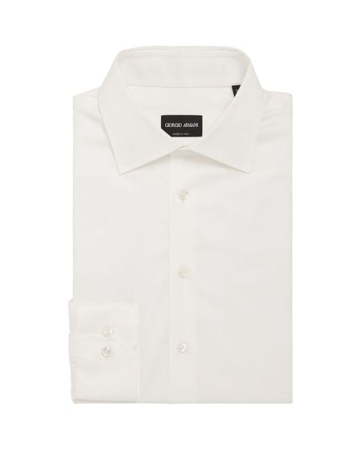 Giorgio Armani White Cotton Poplin Shirt for men
