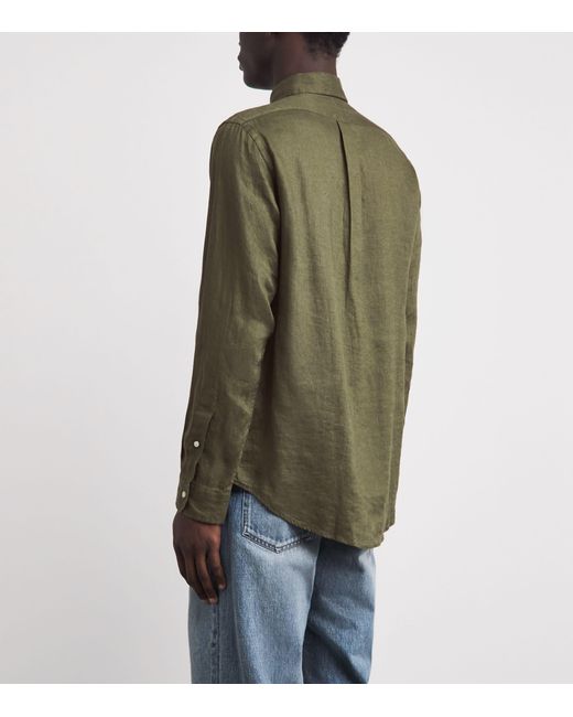 Polo Ralph Lauren Green Linen Custom-Fit Shirt for men