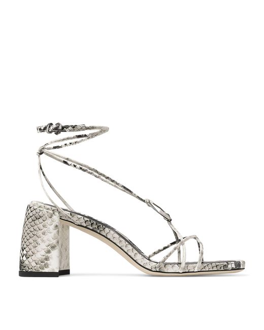Jimmy Choo Metallic Onyxia 75 Leather Strappy Heeled Sandals