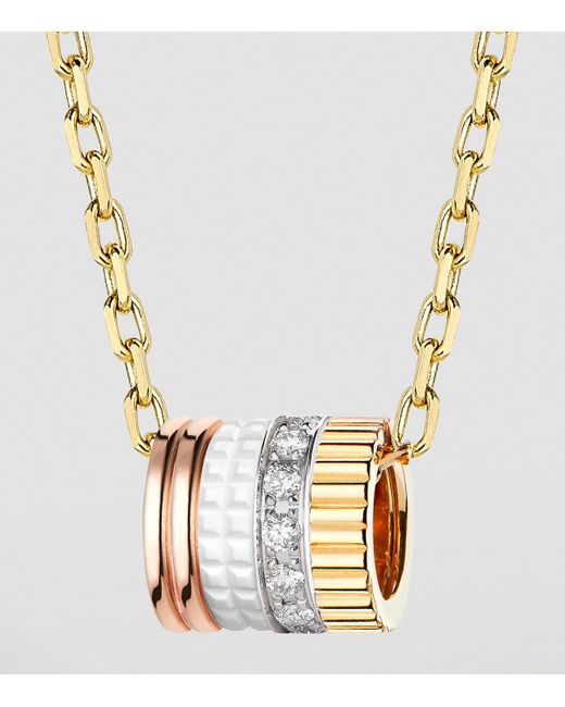 Boucheron Metallic Mixed And Diamond Quatre Edition Pendant Necklace