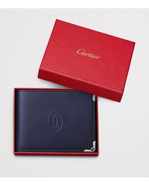 Cartier Blue Leather Must Card Holder for men