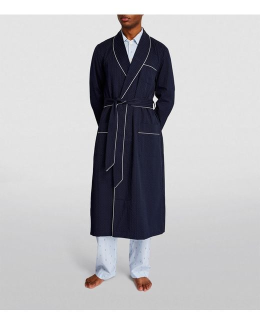 Derek Rose Blue Royal 40 Piped Robe for men