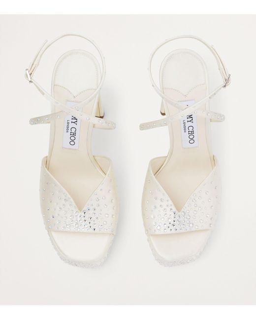 Jimmy Choo White Karli 125 Satin Platform Sandals