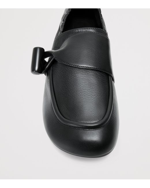 Loewe Black Leather Toggle Loafers