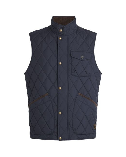 Polo Ralph Lauren Blue Water-Repellent Quilted Beaton Utility Gilet for men