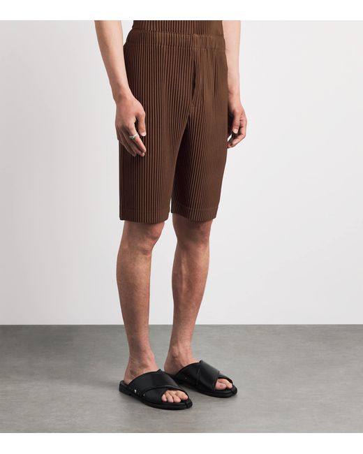 Homme Plissé Issey Miyake Brown Pleated Shorts for men