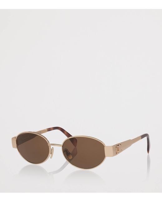 Céline Brown Metal Triomphe Cl40235U Oval Sunglasses