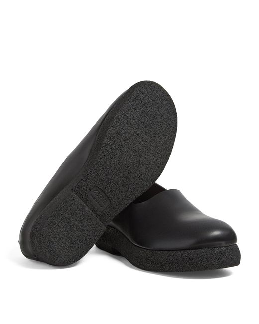 Zegna Black Leather Loafers for men