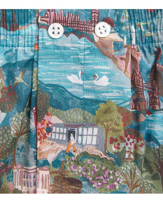 Derek Rose Blue Cotton Printed Ledbury Boxer Shorts for men