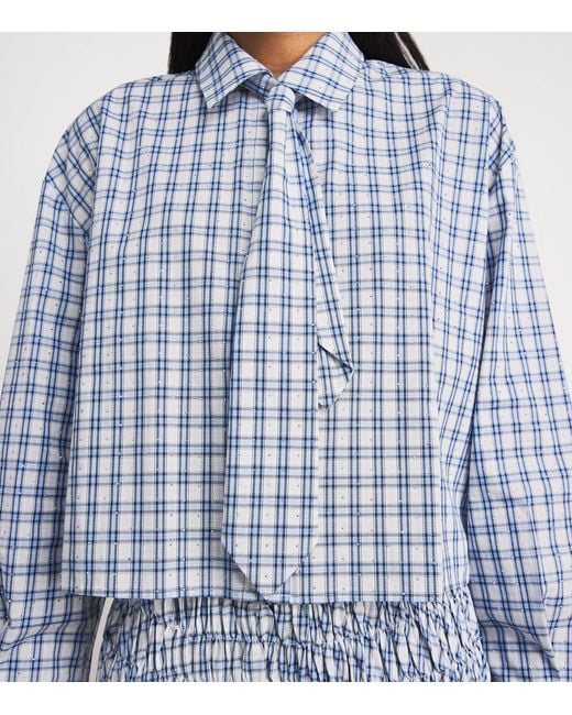 Maje Blue Embellished Check Shirt