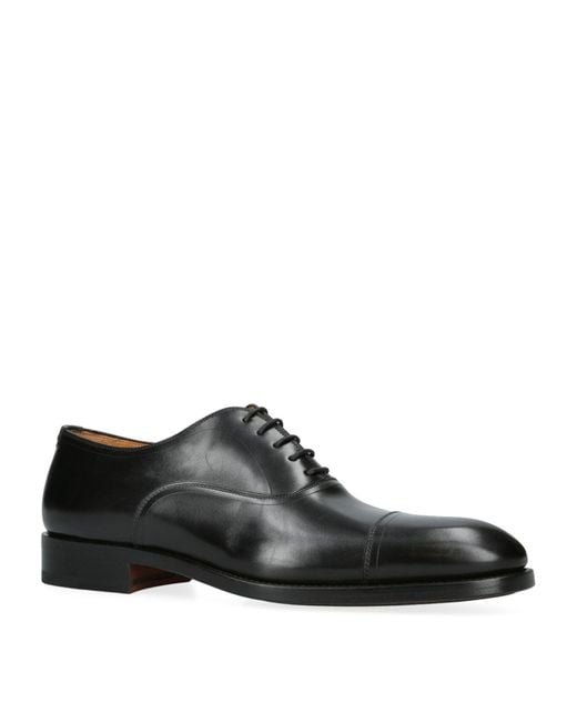 Magnanni Shoes Black Leather Flex Oxford Shoes for men