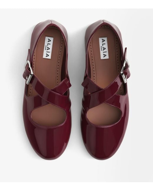 Alaïa Red Criss Cross Patent-Leather Ballet Flats