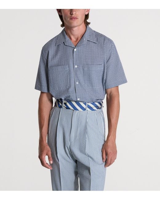 Dunhill Blue Cotton Gingham Shirt for men