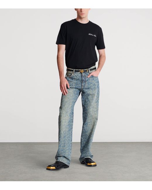 Balmain Gray Monogram Relaxed Jeans for men