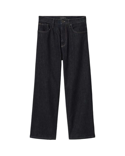 AllSaints Blue Sadie High-Rise Barrel-Leg Jeans