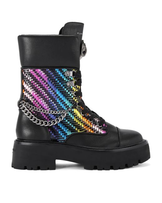 Kurt Geiger Black Leather Embellished Kensington Chelsea Boots