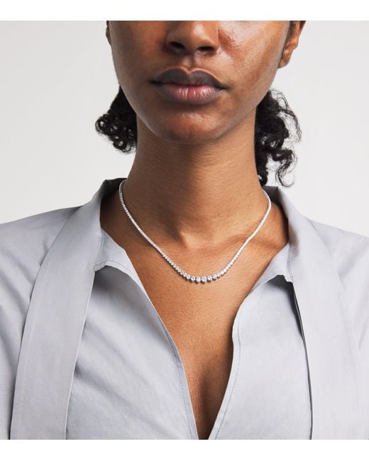Harrods Metallic And Diamond Graduated Tennis Necklace