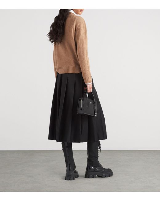 Prada Natural Wool-Cashmere Logo Sweater