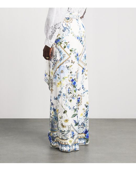 Camilla White Scarf Belt Wide-Leg Trousers