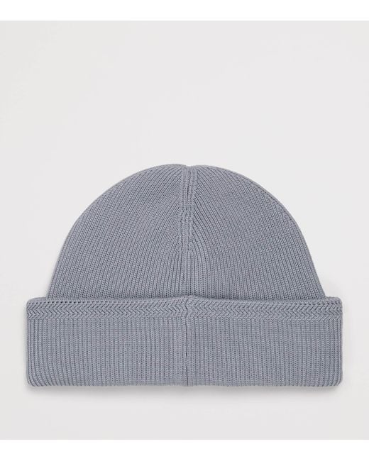Stone Island Gray Cotton Compass Patch Beanie for men