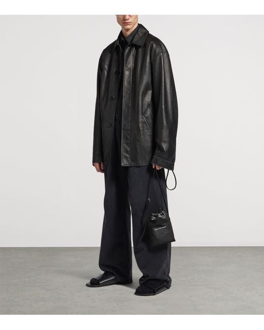 Balenciaga Black Leather Shopper Phone Holder