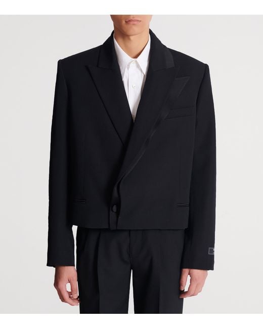 Balmain Black Cropped Wool Blazer for men