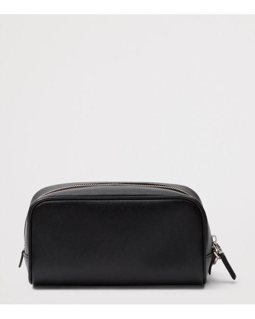 Prada Black Saffiano Leather Logo Pouch for men