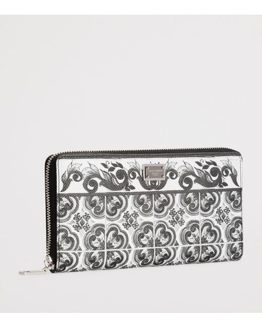Dolce & Gabbana Multicolor Grained Calfskin Majolica Zip-Around Wallet for men