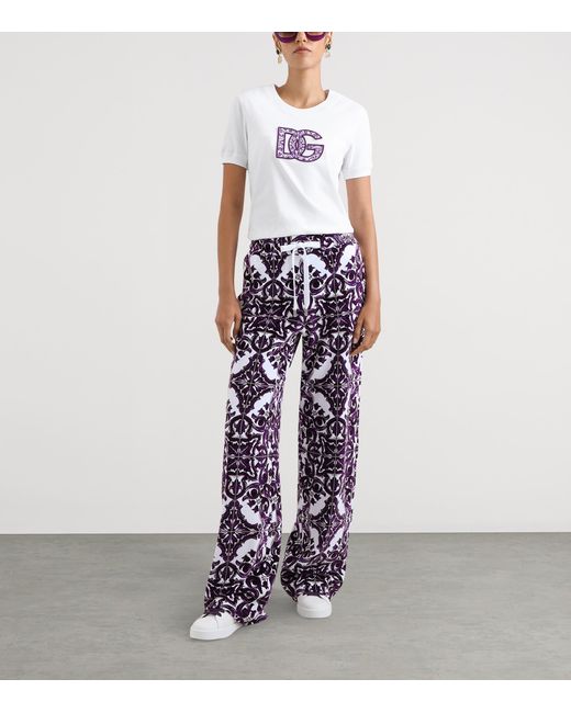Dolce & Gabbana White Cotton Logo-Appliqué T-Shirt