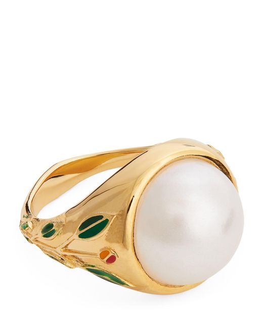Casablancabrand Metallic Faux-pearl Signet Ring for men