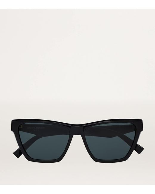 Saint Laurent Black Rectangular Cat Eye Sunglasses